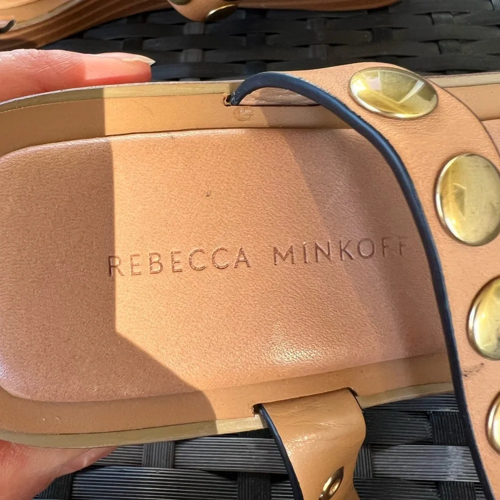 Rebecca Minkoff Gold Studded Tan Sandals